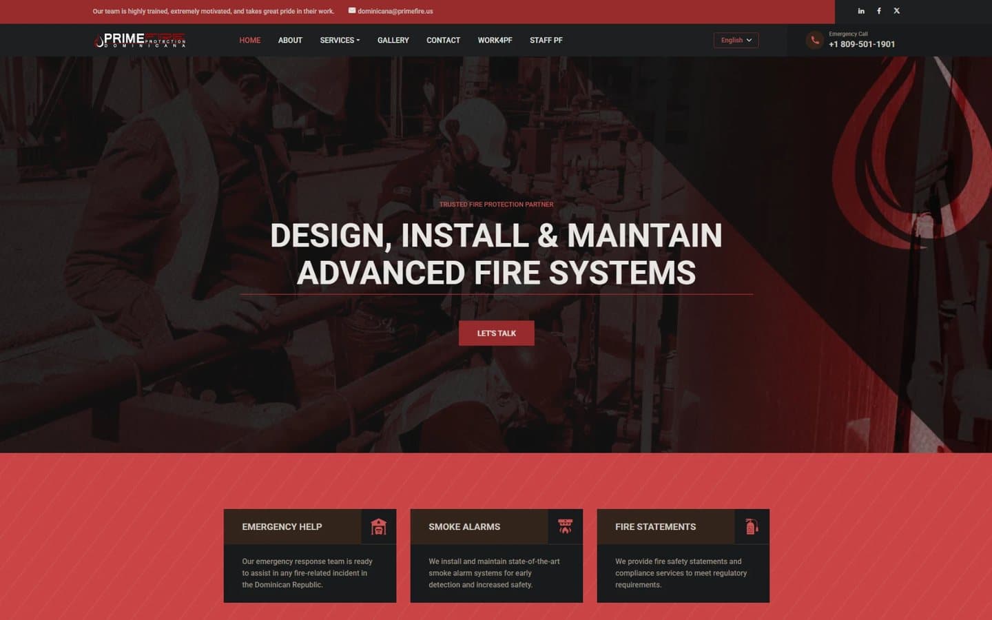 Home page of primefire.do, the PrimeFire website for the Dominican Republic