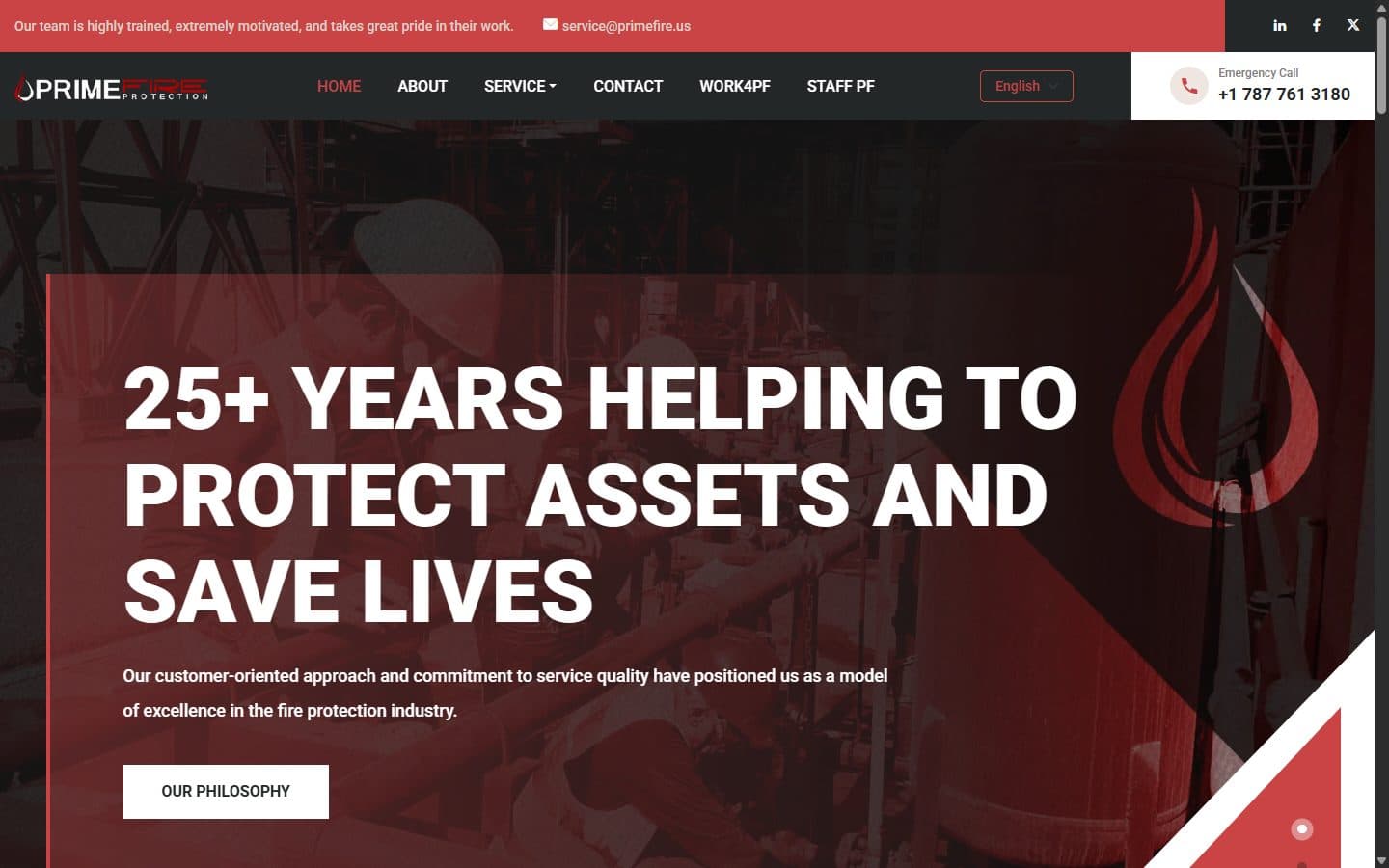 Home page of primefire.us, the PrimeFire website for Puerto Rico